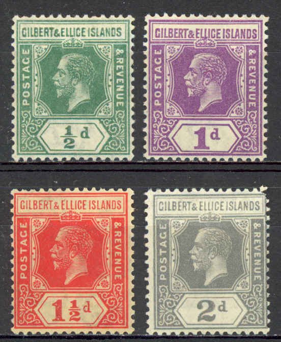 Gilbert & Ellice Islands Sc# 27-30 MH 1921-1927 1/2p-2p King George V