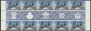 Gibraltar #406 Royal Wedding Gutter Block £1 Postage British Commonwealth 1981