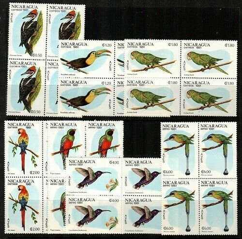 Nicaragua Scott 1125-8,C986-8 Mint NH blocks