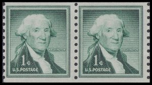 US 1054 George Washington 1c coil pair MNH 1968