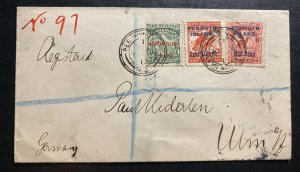 1913 Penrhyn New Zealand Registered Vintage Cover To Ulm Germany SG#14-16