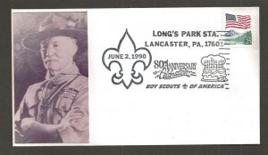 1990 US Lancaster PA Long's Park BSA 80th anniversary cancel