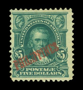 US PHILIPPINES 1903  Marshall $5.00  dark green  Scott # 239 mint MH  VF