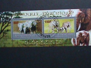 ​DJIBOUTI-2010- COLORFUL BEAUTIFUL LOVELY ELEPHANTS CTO S/S -VERY FINE