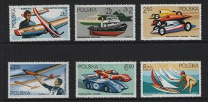 Poland  #2473-2478  MNH  1981  model airplane boats racing cars  gliders  yachts