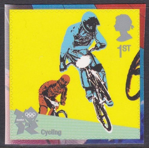 PM26 2010 Sg3108b Cycling 1st class stamp out of booklet - self adhesive 