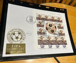 Israel Scott #1557 2004  FIFA Centenary Sheetlet on First Day Cover!!