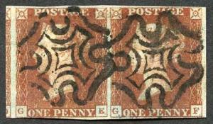 1841 Penny Red (GE/GF) Pair Plate 8 GE Second State