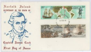 Norfolk Island 243a/245a 1979 Captain James Cook. 2 pairs on U/A FDC.