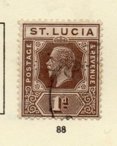 St Lucia 1920s Early Issue Fine Used 1d. NW-170485