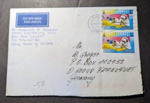 1996 State of Qatar Airmail Cover Doha to Frankfurt Germany