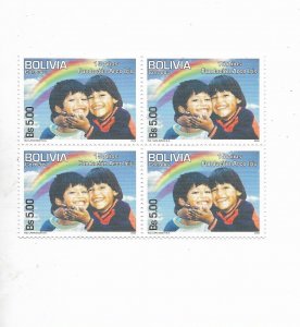 BOLIVIA 2009 CHILDREN ARCO IRIS FOUNDATION BLOCK OF FOUR VALUES RAINBOW MINT NH