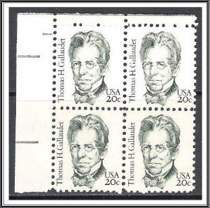 US Plate Block #1861 Thomas Gallaudet MNH