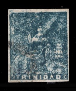 MOMEN: TRINIDAD SG # 17 1858 IMPERF USED £850 LOT #68738*