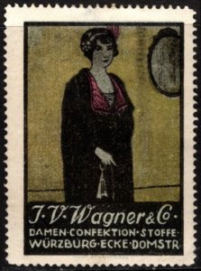 Vintage Germany Poster Stamp J. V. Wagner & Company Women's Clothing Fab...