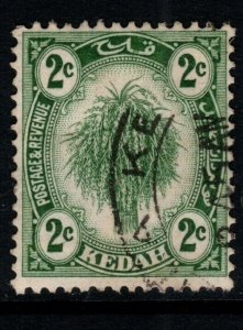 MALAYA KEDAH SG27 1921 2c DULL GREEN USED