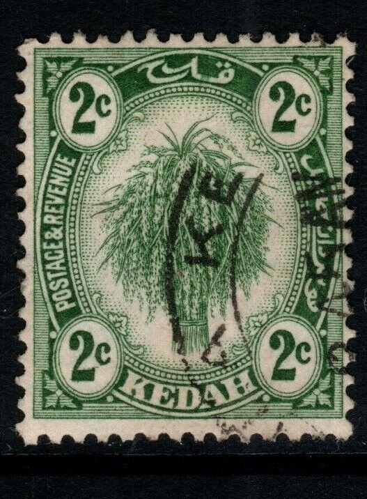 MALAYA KEDAH SG27 1921 2c DULL GREEN USED