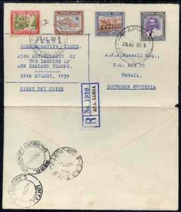 Samoa 1939 25th Anniversary set on registered cover to So...