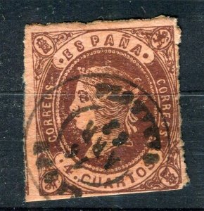 SPAIN; 1862 classic Isabella Imperf issue fine used Shade of 4c. + Postmark