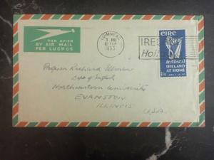 1953 Ireland Airmail Cover To The Northwestern University Evanston Usa