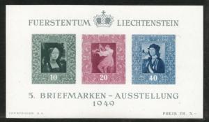 LIECHTENSTEIN Scott 238 MNH** 1949 souvenir sheet CV $110