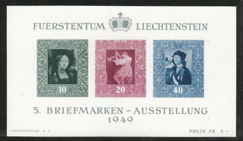 LIECHTENSTEIN Scott 238 MNH** 1949 souvenir sheet CV $110