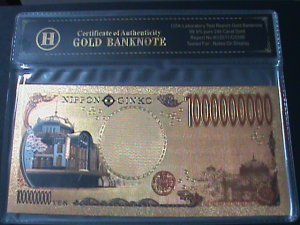 ​JAPAN-TEN MILLION YAN-24K GOLD REPLICA NOTE WITH CERITIFICATE OF AUTHENICITY-VF
