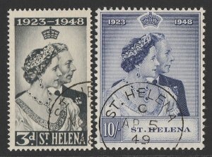 ST. HELENA 1948 KGVI Silver Wedding set 3d & 10/-.