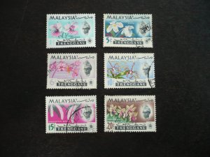 Stamps-Malaya Trengganu -Scott#121,123-127 - Used Part Set of 6 Stamps