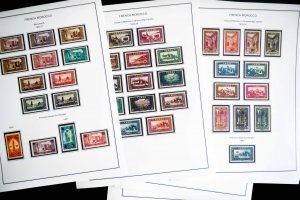 COLOR PRINTED FRENCH MOROCCO 1891-1955 STAMP ALBUM PAGES (46 illustrated pages)