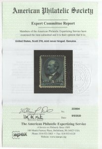 #216 Mint F-VF OG NH Fresh w/APS cert. SCV. $750 (JH 10/12/2020) GP