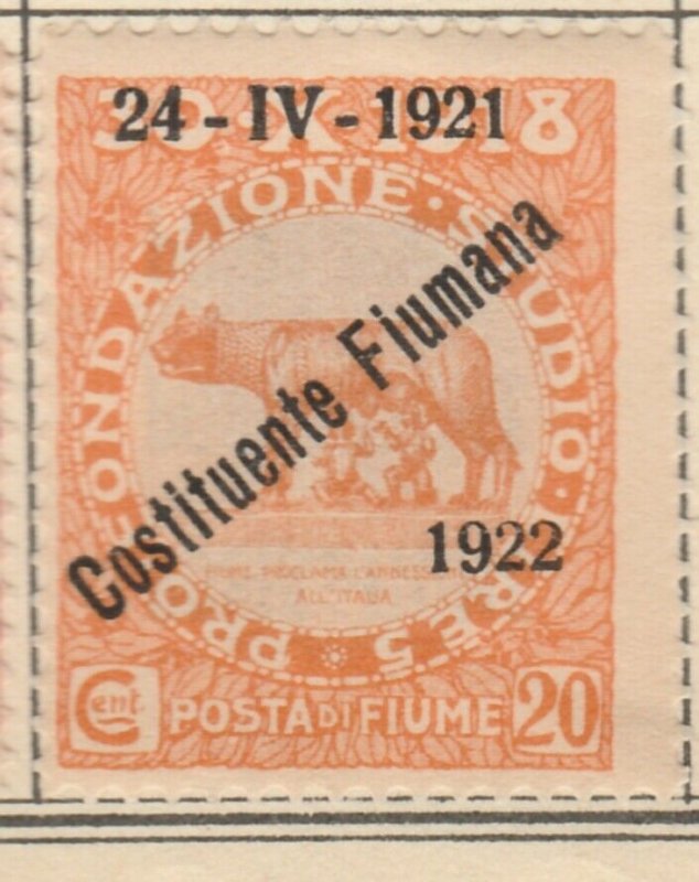 FIUME 1922 20c MH* A8P12F15