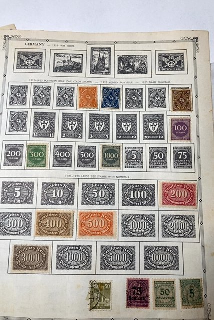 OLD GERMANY STAMPS HINGED ON ALBUM PAGE