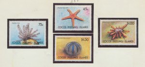 COCOS ISLANDS - Scott 237-240 - MNH - Ocean Life - starfish - 1991