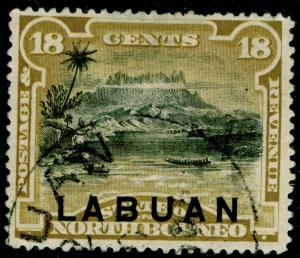 NORTH BORNEO - Labuan SG71, 18c olive-brown, USED, CDS. Cat £55.