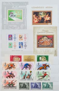 WW assortment (3 albums) F-XF stamps, postcards, FDC, SS.  Mostly unused