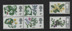 Great Britain #488-493  MH  1967  flowers