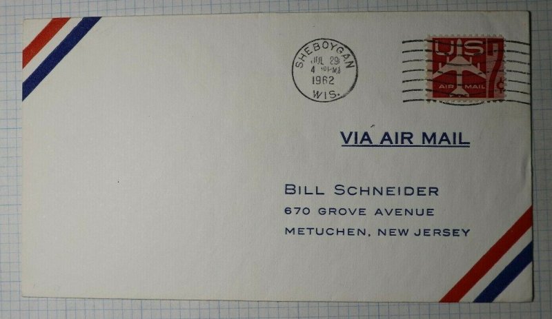 FFC US Air Mail Sheboyan WI 1962 