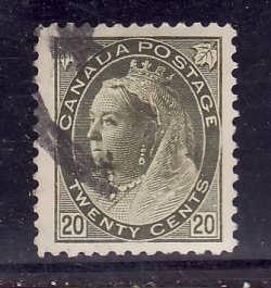 Canada-Sc#84-used 20c olive green Numeral-QV-1900-