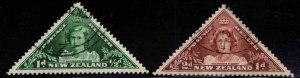 New Zealand Scott B22-23 Used triangular Princess Semi-Postal stamp set