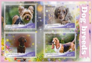 Stamps. Fauna Domestic DOGS  1+1 sheets perforated 2017 year Comores