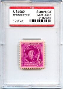 US SCOTT #980 MINT-SUPERB-OG-NH GRADED 98 PSE SLAB SMQ $55 (7/24/24 GP)