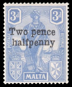 MALTA SC#115 2 1/2p on 3p Surcharge (1925) MH
