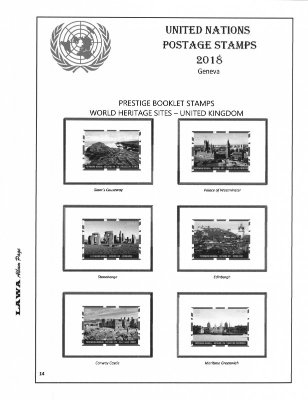 2018 UNITED NATIONS  ISSUES SUPPLEMENT – LAWA Album Pages