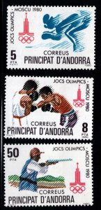 Andorra  (Spanish) Scott 121-123 Moscow Olympic set 1980