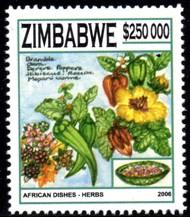 Zimbabwe - 2006 African Dishes $250000 Herbs MNH**