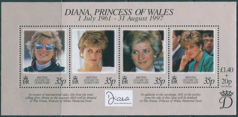 British Antarctic Territory 1998 SG280 Princess Diana MS MNH