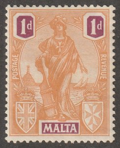 Malta, stamp, Scott#100,  mint, hinged,  1D,