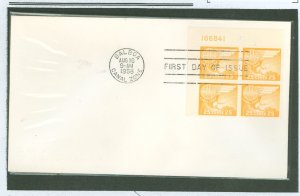 Canal Zone C30 FDC 1958 30c airmail stamps, block of 4, wing, globe & map, on uncacheted, unaddressed cover, 2115 serviced