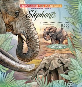 UGANDA - 2012 - Elephants #1 - Perf Souv Sheet - Mint Never Hinged